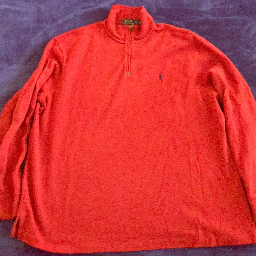 Red Long Sleeve fleece Polo by Ralph Lauren